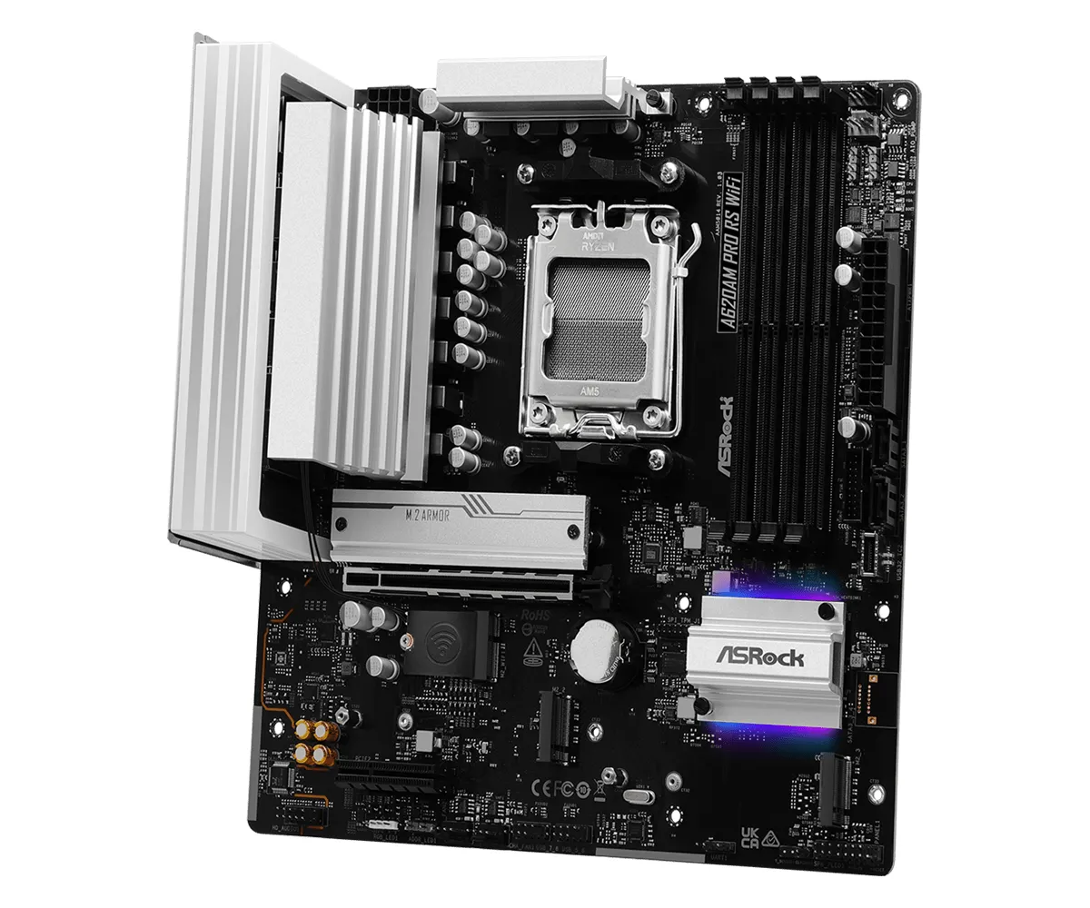 ASRock A620AM Pro RS WiFi AM5 mATX Motherboard