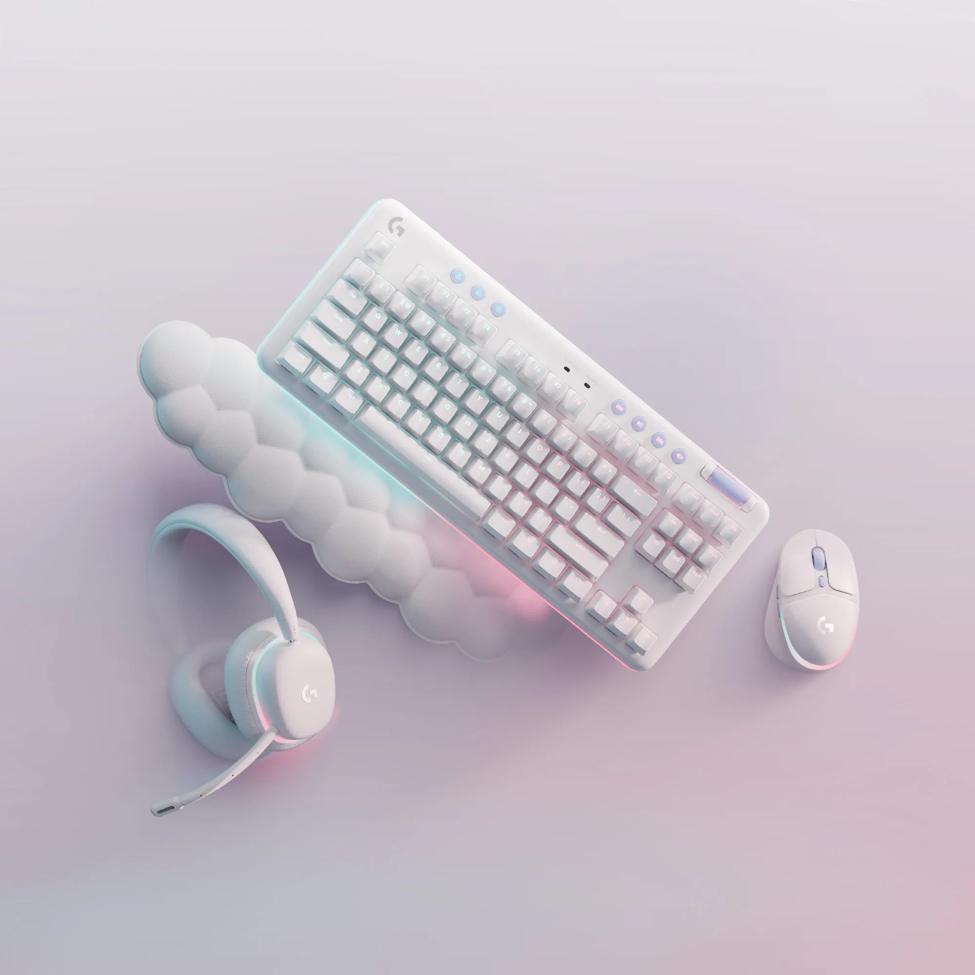 Logitech G715, Linear GX Red - tr&aring;dl&ouml;s speltangentbord, vit