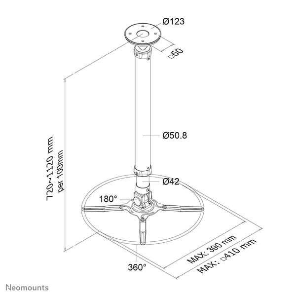 NEWSTAR Projector Ceiling Mount Universal 72-112cm 15 kg