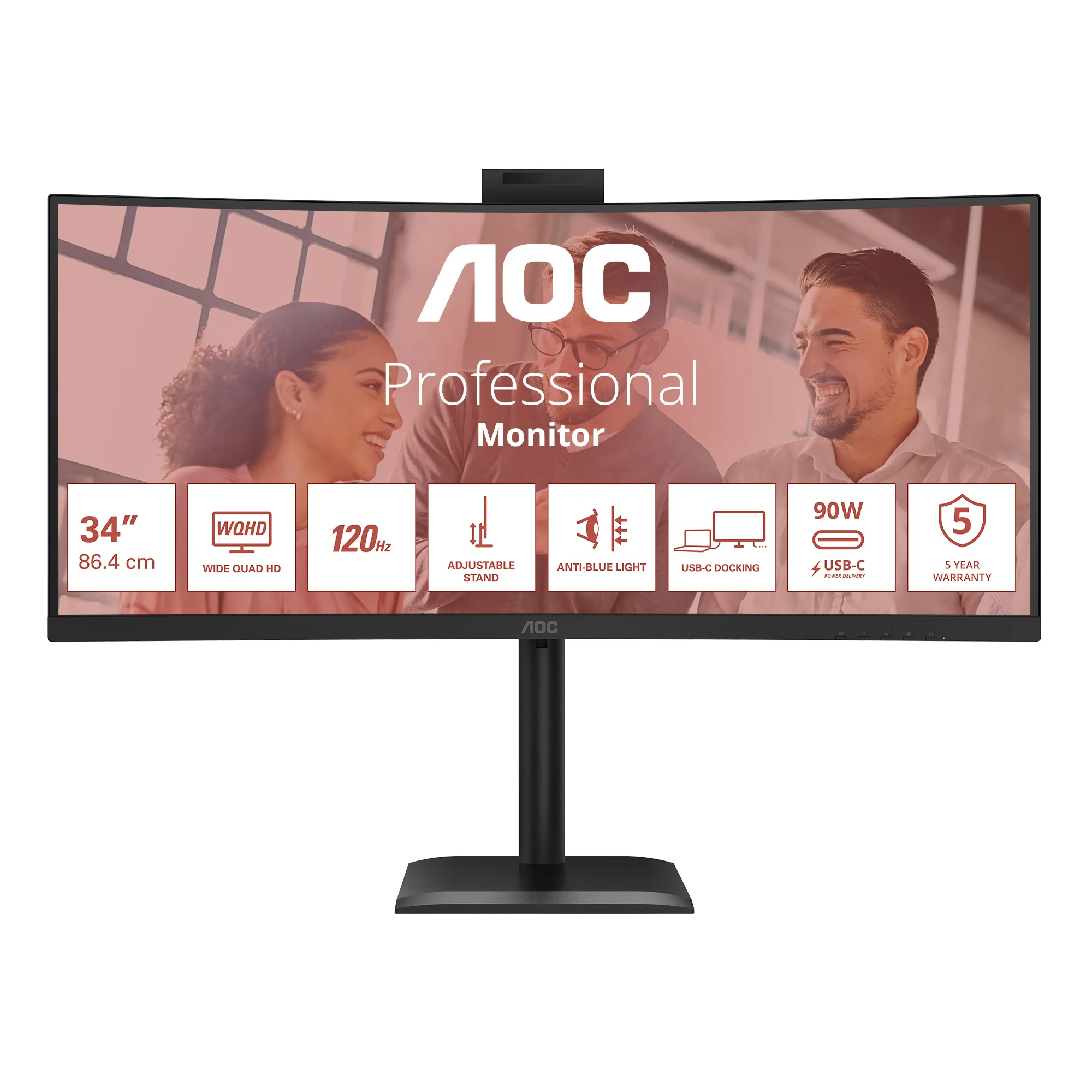 AOC E4 CU34E4CW 34" UWQHD, VA -kaareva näyttö AOC E4 CU34E4CW 34" UWQHD, VA -kaareva näyttö