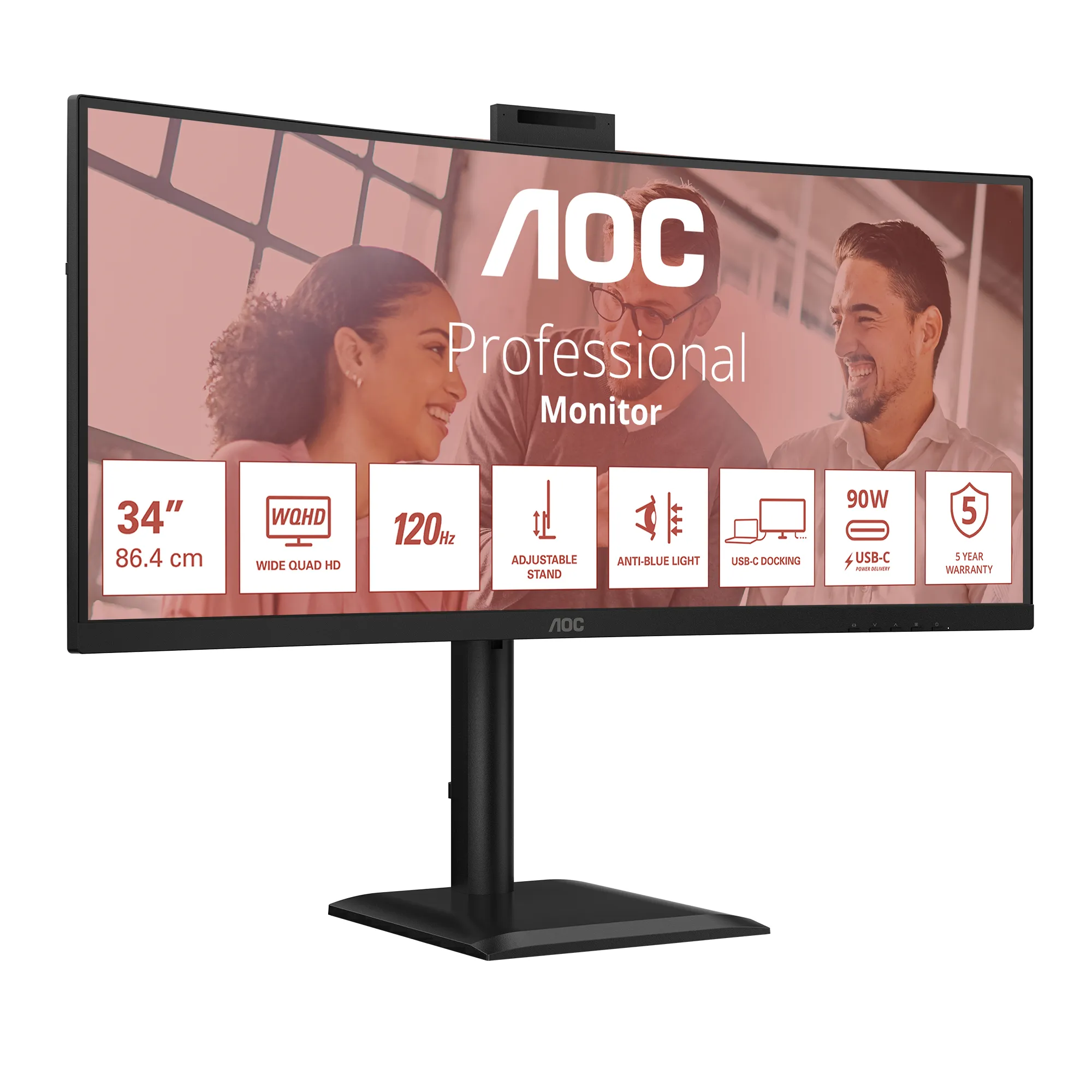 AOC E4 CU34E4CW 34" UWQHD, VA -kaareva näyttö AOC E4 CU34E4CW 34" UWQHD, VA -kaareva näyttö