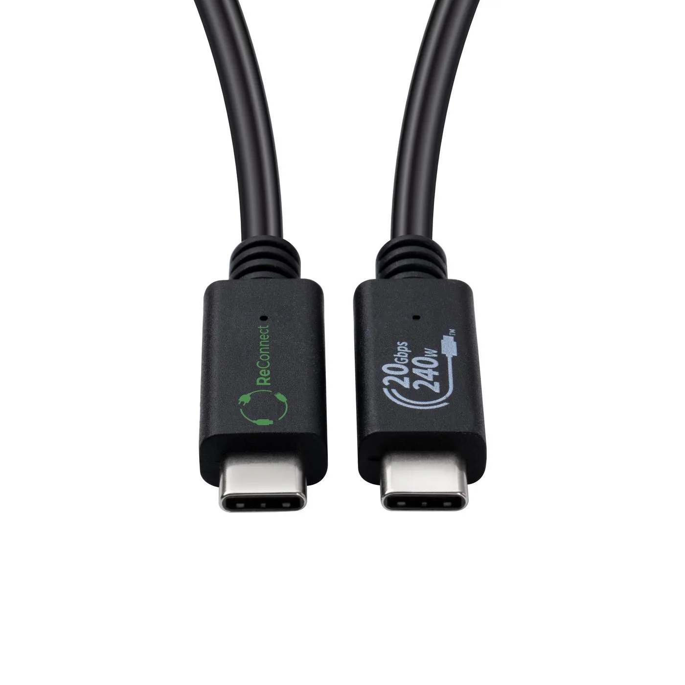 MicroConnect ReConnect ECO USB-C 3.2 Gen 2x2 kabel, 100 W, 0,25 m, svart