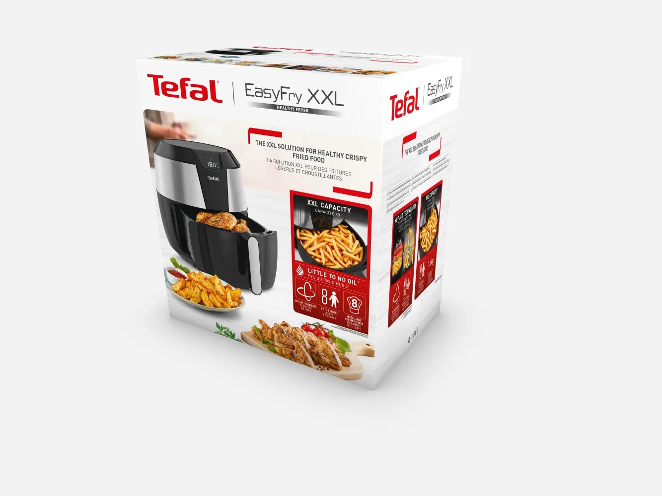 Tefal Easy Fry XXL EY701D15, 5.6L, 1.6 kg, 1850W, air fryer, Black and Stainless Steel