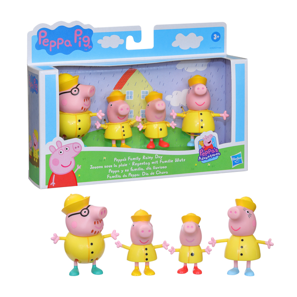 Peppa Pig 3 Inch Figure 4-Pack Peppa's Family Rainy Day