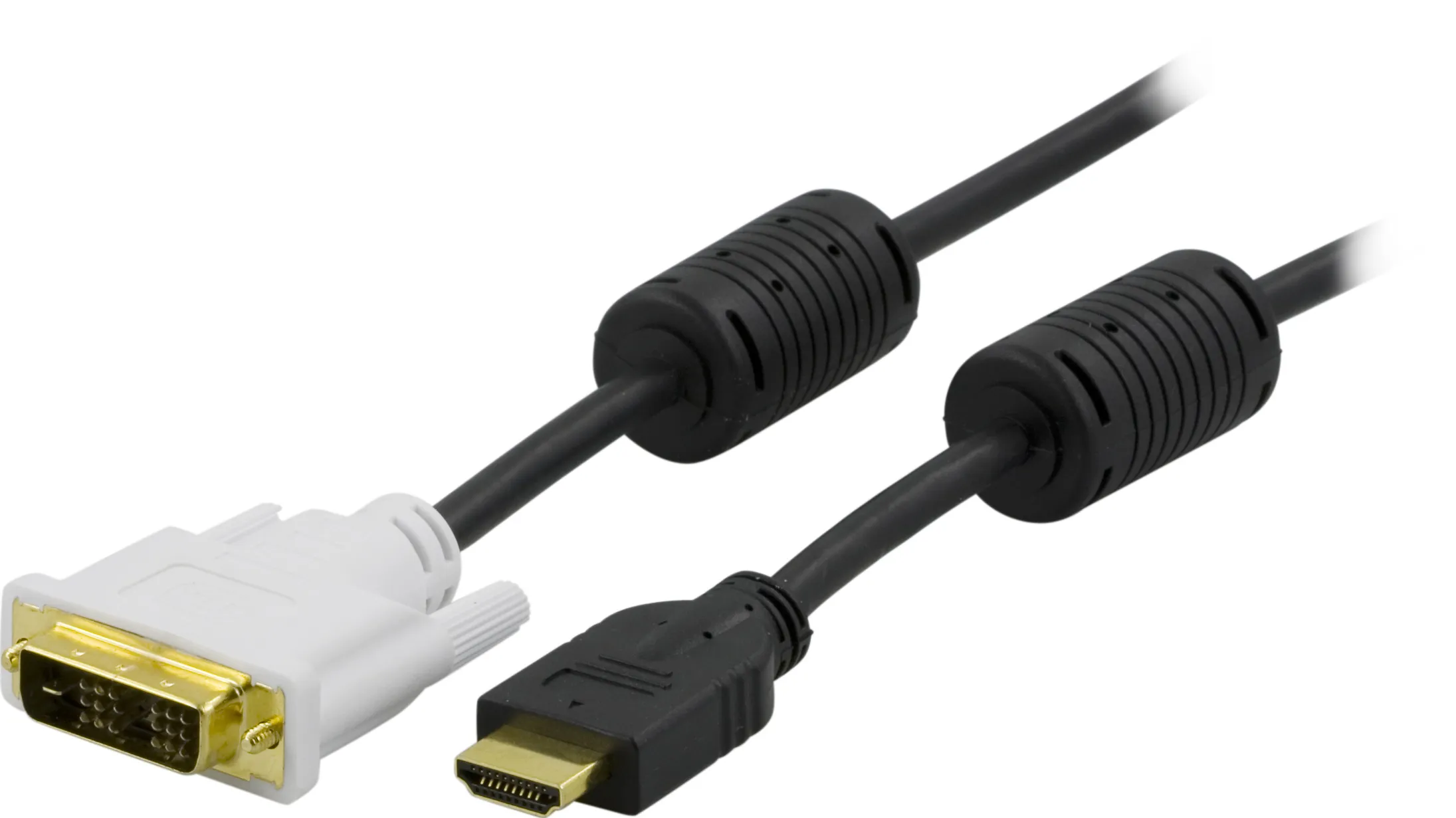 Deltaco HDMI &ndash; DVI - kabel, 0,5m, Svart/Vit
