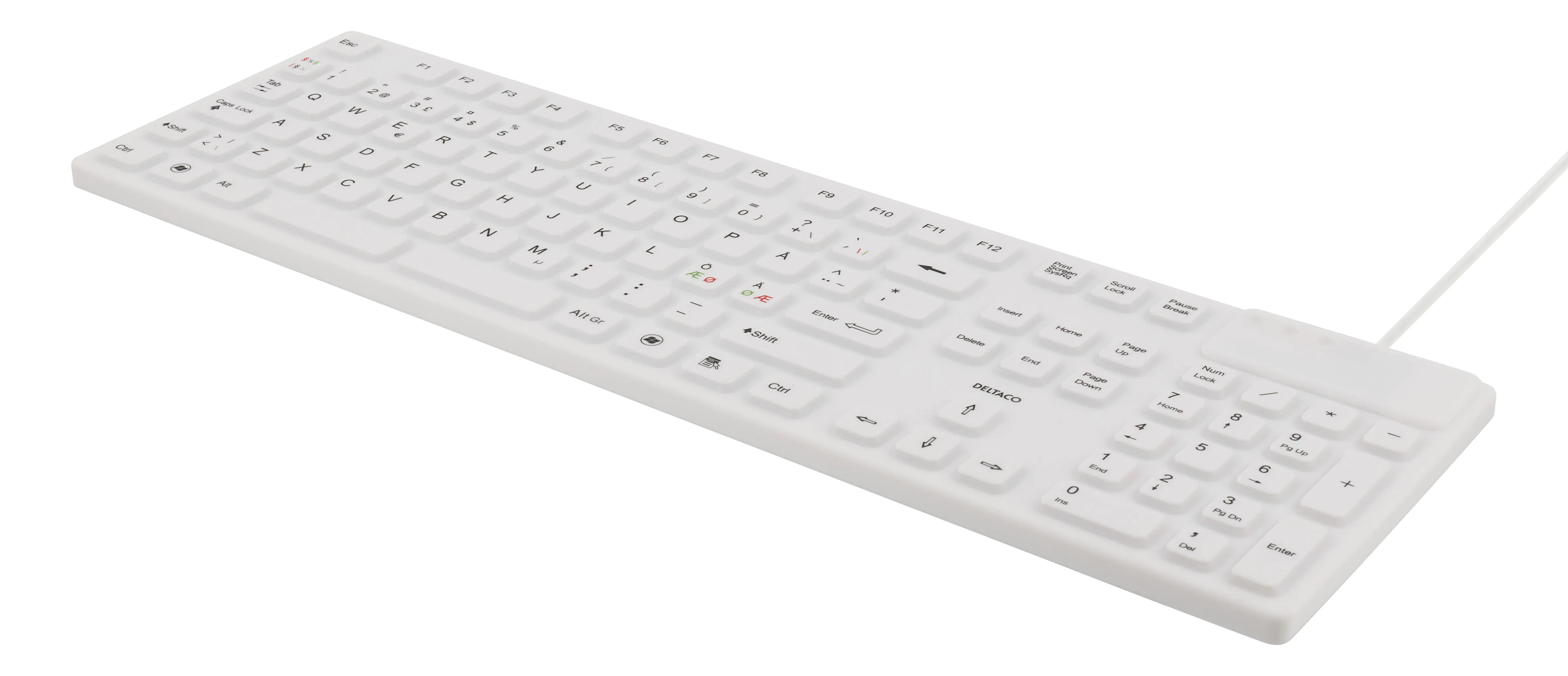 Deltaco TB-505 IP68 Silicone -näppäimistö, valkoinen