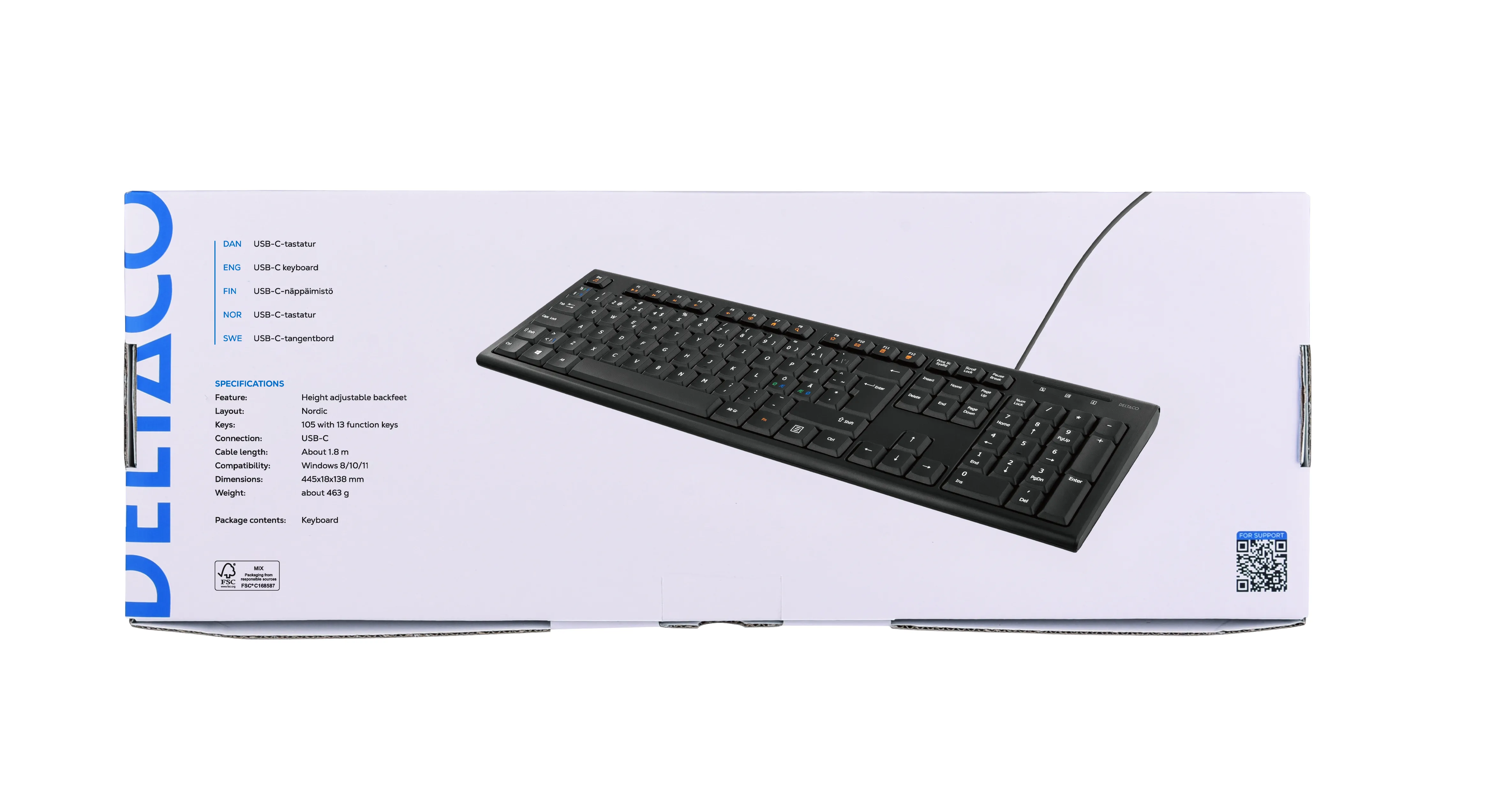 DELTACO TB-626-C -näppäimistö, musta