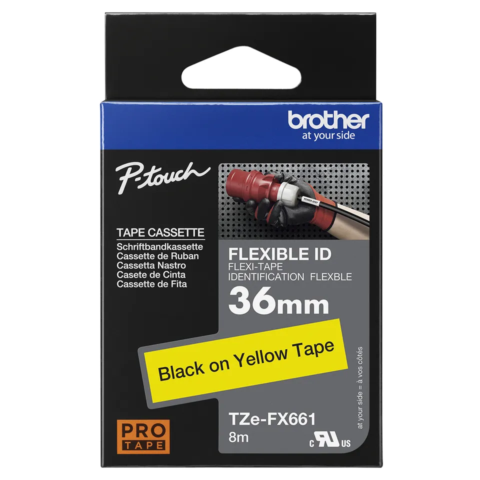 BROTHER TZEFX661 36 BLACK ON YELLOW FLEX