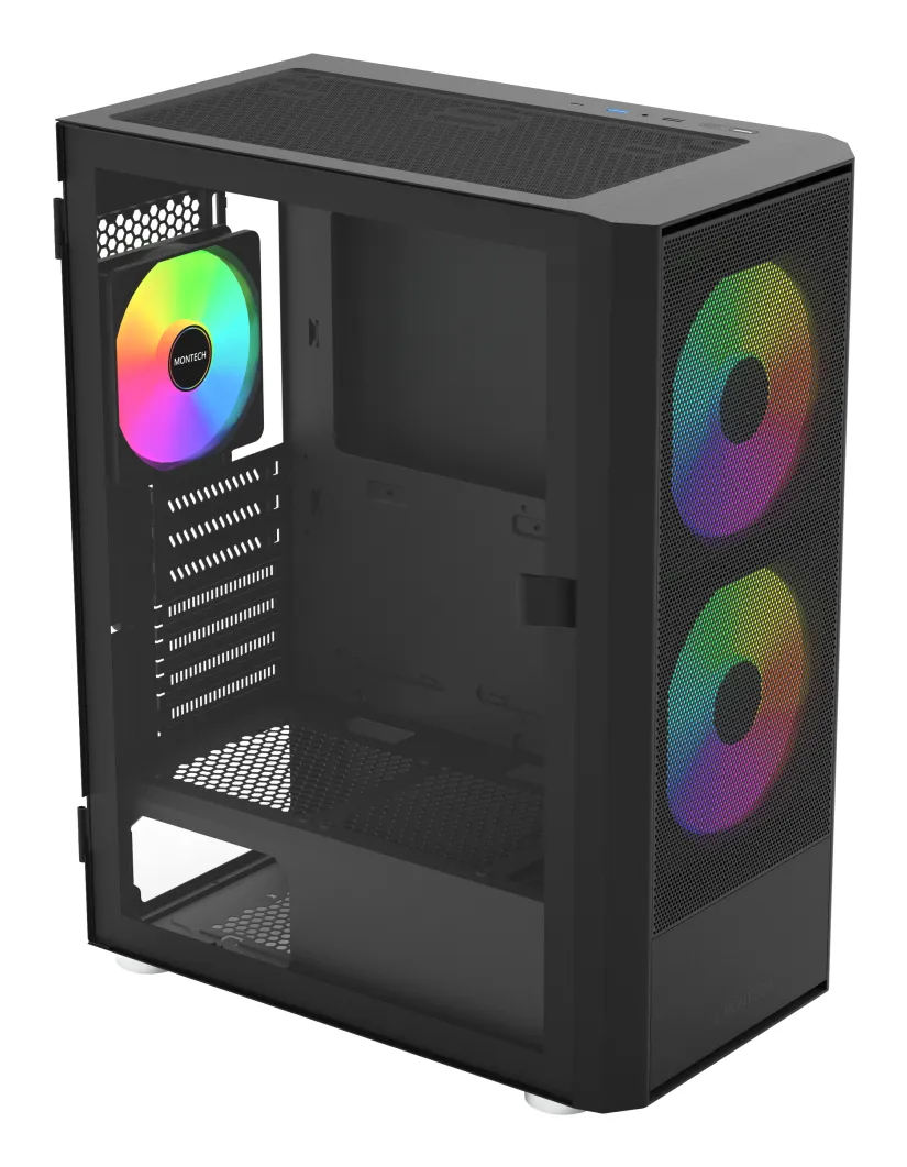 Montech X2 Plus -miditornikotelo ikkunalla ja RGB-valaistuksella, musta