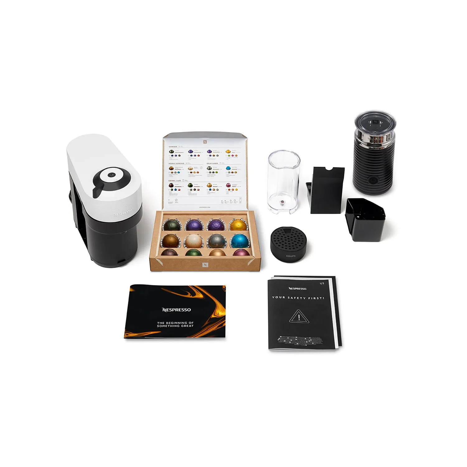 Krups Nespresso Vertuo Pop XN9201 - kapselmaskin, helautomatisk, Svart, Vit