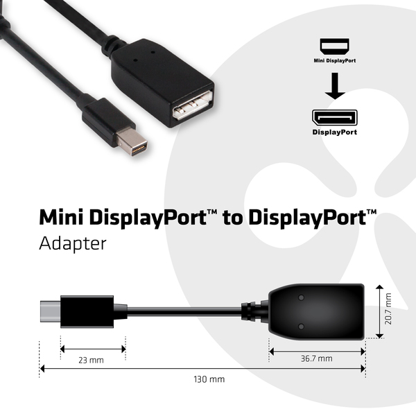 CLUB3D MINI DISPLAYPORT TO DISPLAYPORT ADAPTER