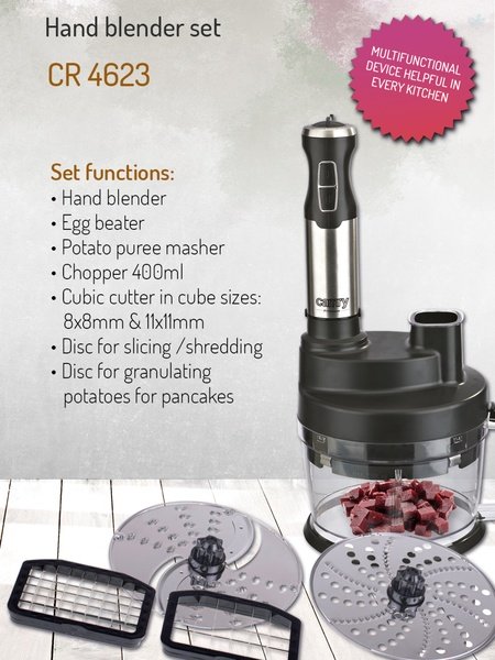 ADLER CR 4623 1600W 2L Hand Blender Kit, Black