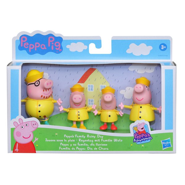 Peppa Pig 3 Inch Figure 4-Pack Peppa's Family Rainy Day