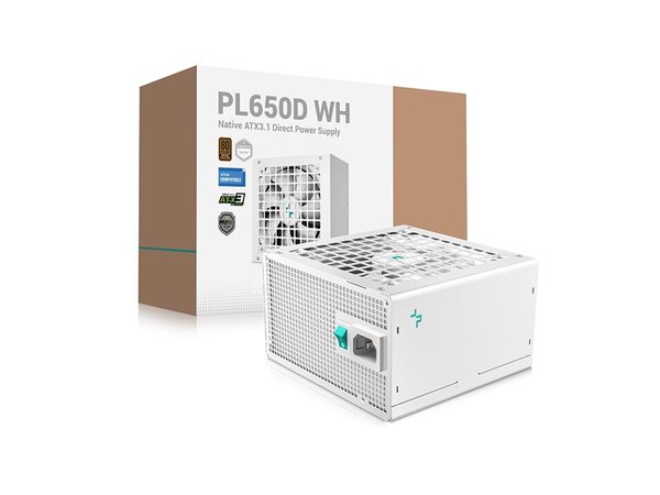 DeepCool PL650-D 650W ATX 3.1 - str&ouml;mk&auml;lla, Vit, 80 Plus Bronze