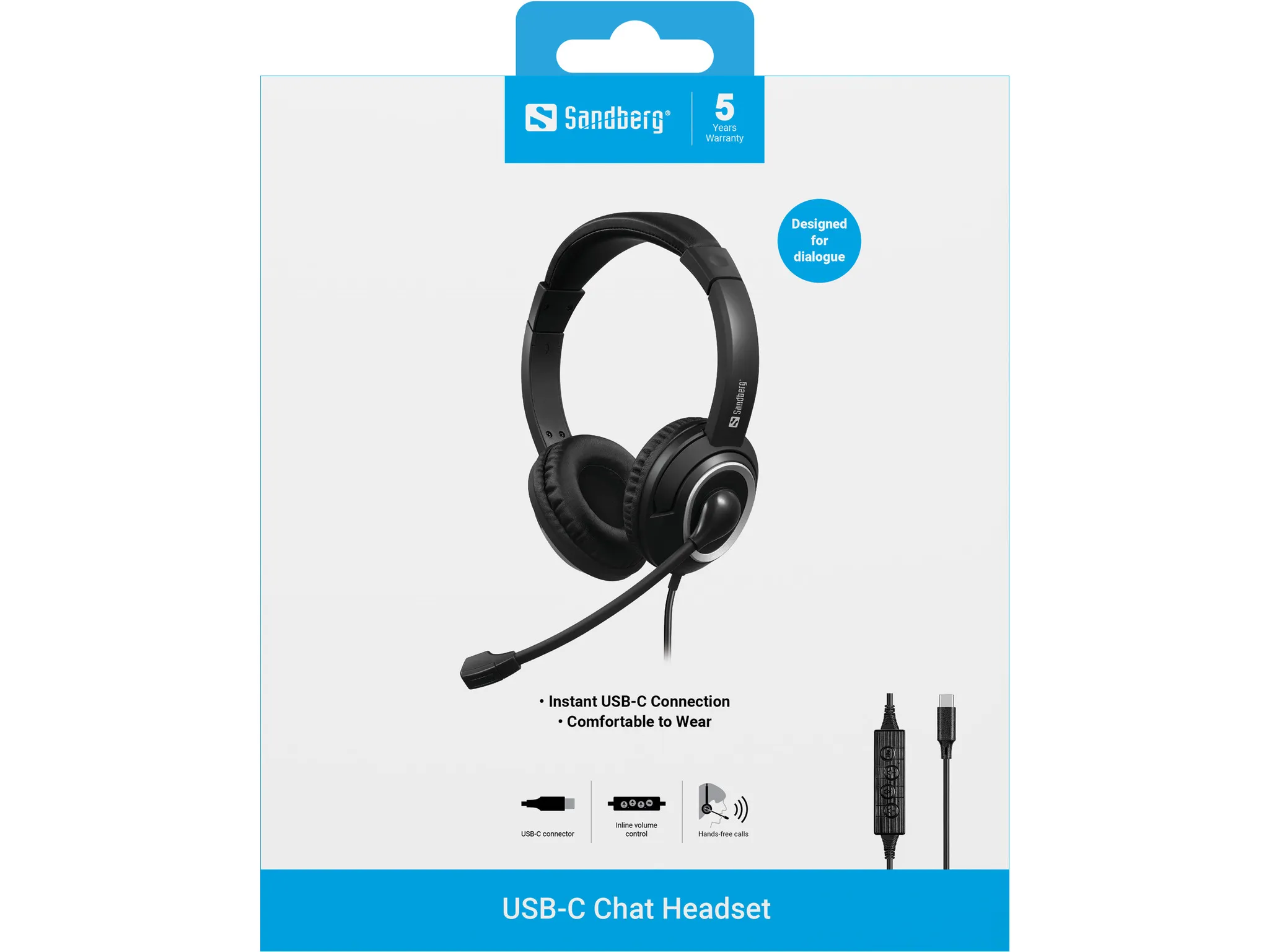 Sandberg Chat USB-C - headset, Black