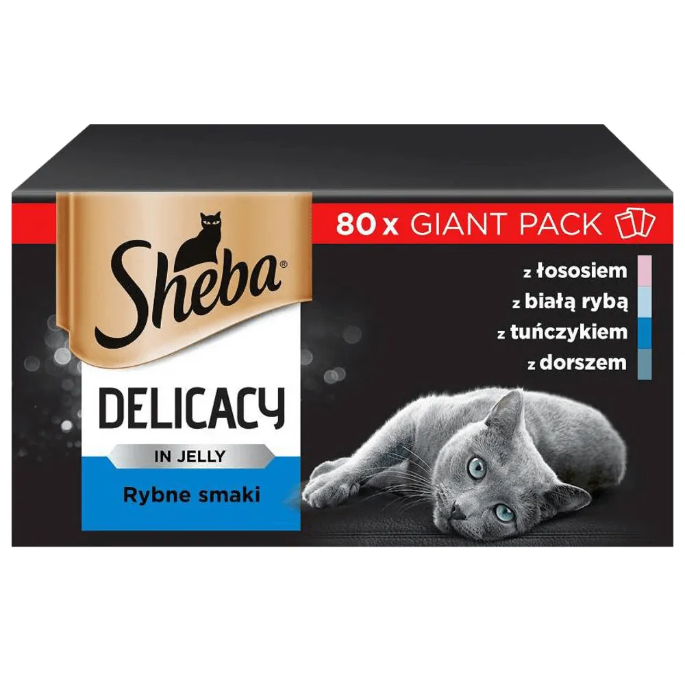 Sheba Delicacy Fishy Flavours in Jelly, Wet food for cats, Adult, 80 x 85g
