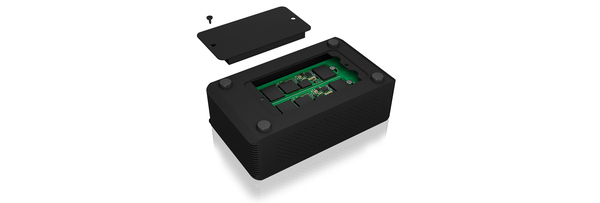 External Thunderbolt 3 enclosure for 2x M.2 NVMe SSD, passive cooling