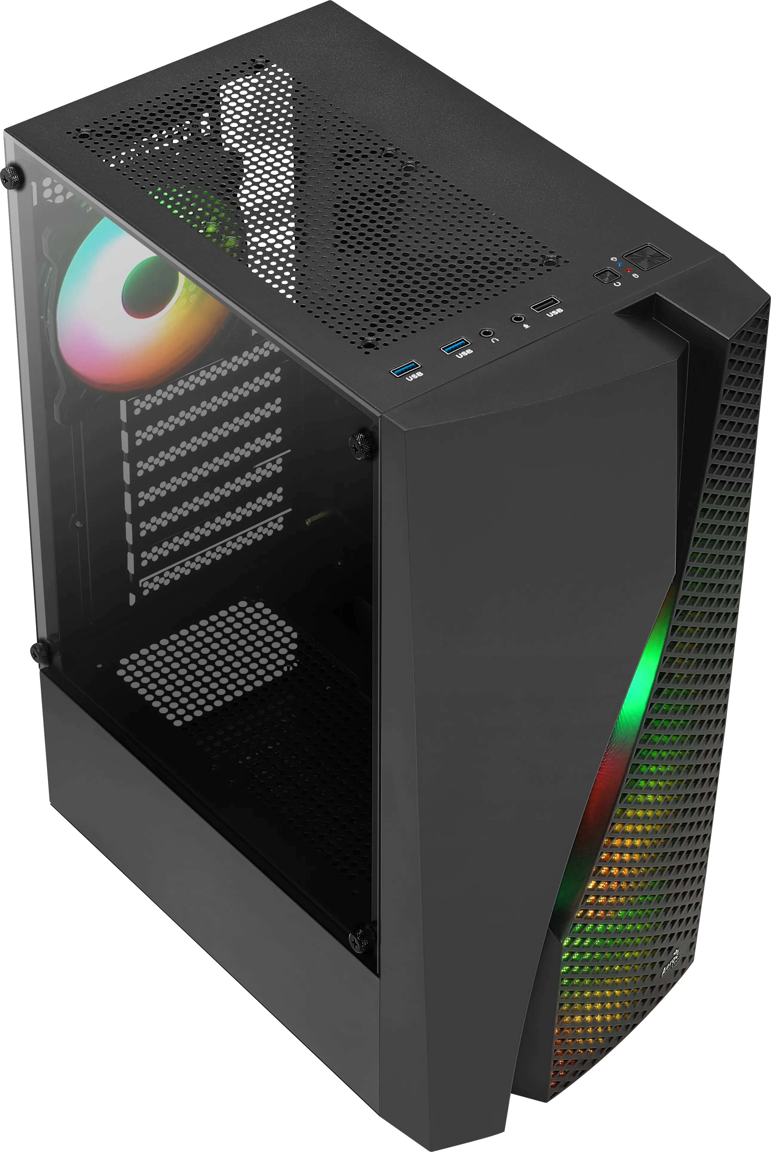Wavebkv3 Atx Pc Case Tempered Glass 4Xrgb Fans Black