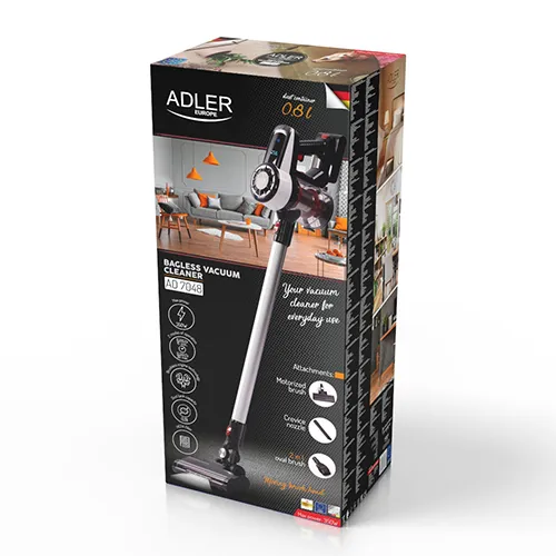 Adler AD 7048 0.8 L 350 W 2 Ah p&aring;sl&ouml;s - skaftdammsugare, vit, svart, r&ouml;d