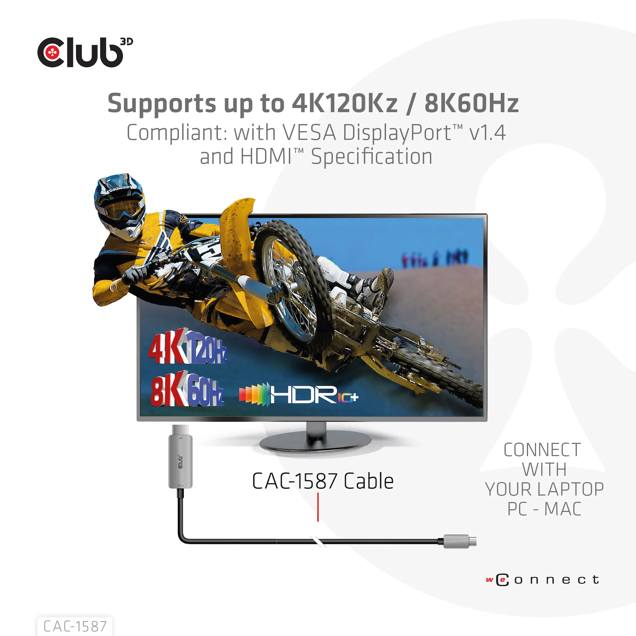 Club 3D 3.2 Gen2 USB-C - 2.1 HDMI 4K120Hz 8K60Hz HDR10+, DSC1.2 active - cable, Black, 3m
