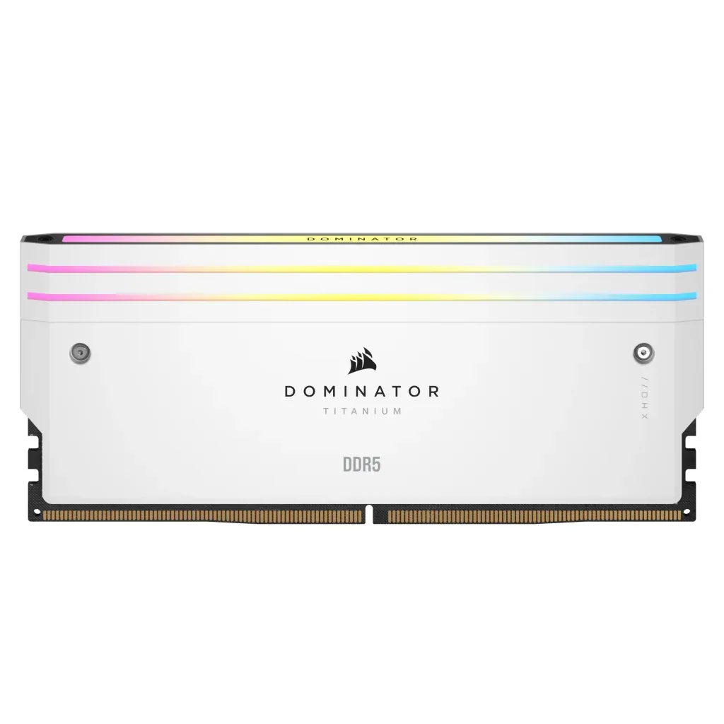 Corsair DOMINATOR TITANIUM RGB 96 Gt (2 x 48 Gt) DDR5 6600 MHz, CL32 -muisti, valkoinen (XMP)