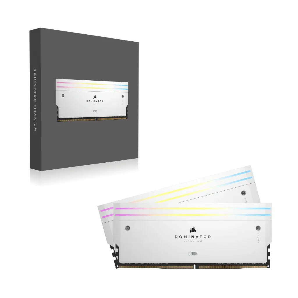 Corsair Dominator Titanium RGB 48GB (2 x 24GB) DDR5 7000 MHz, CL36 Memory, White (XMP)
