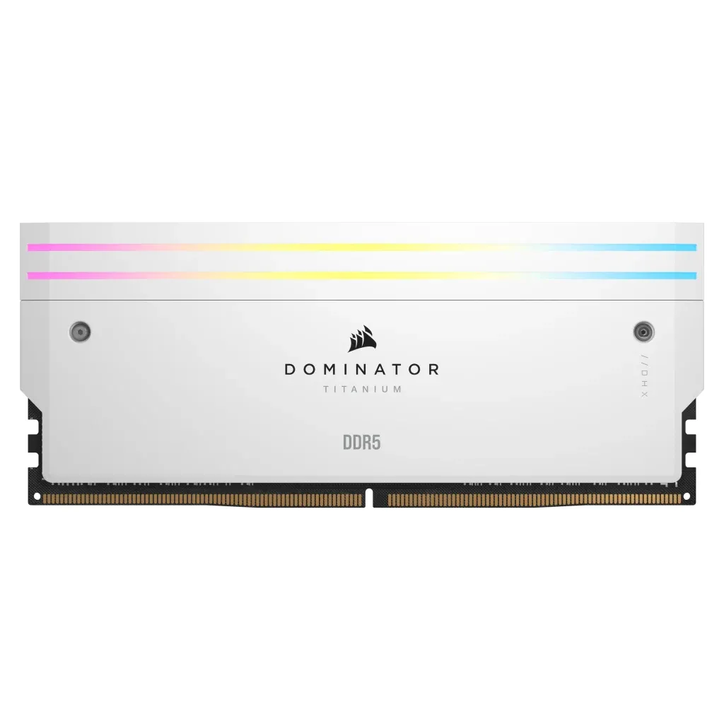 Corsair DOMINATOR TITANIUM RGB 96 Gt (2 x 48 Gt) DDR5 6600 MHz, CL32 -muisti, valkoinen (XMP)