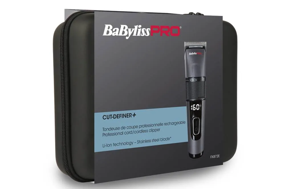 BaByliss PRO Cut Definer+ FX872E johdoton, ladattava -hiustenleikkuukone, musta, harmaa