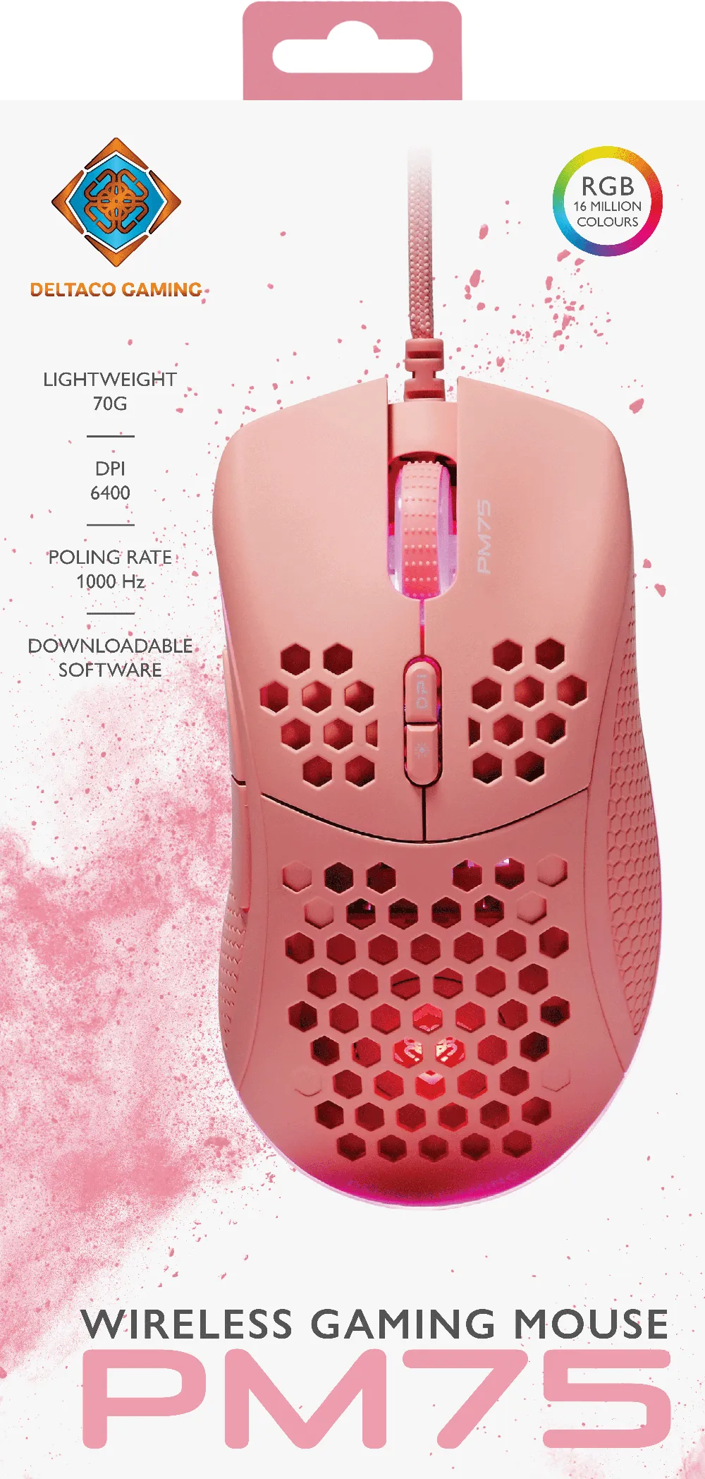 Deltaco Pink Line PM75, RGB - gaming mouse, pink Deltaco Pink Line PM75, RGB - gaming mouse, pink