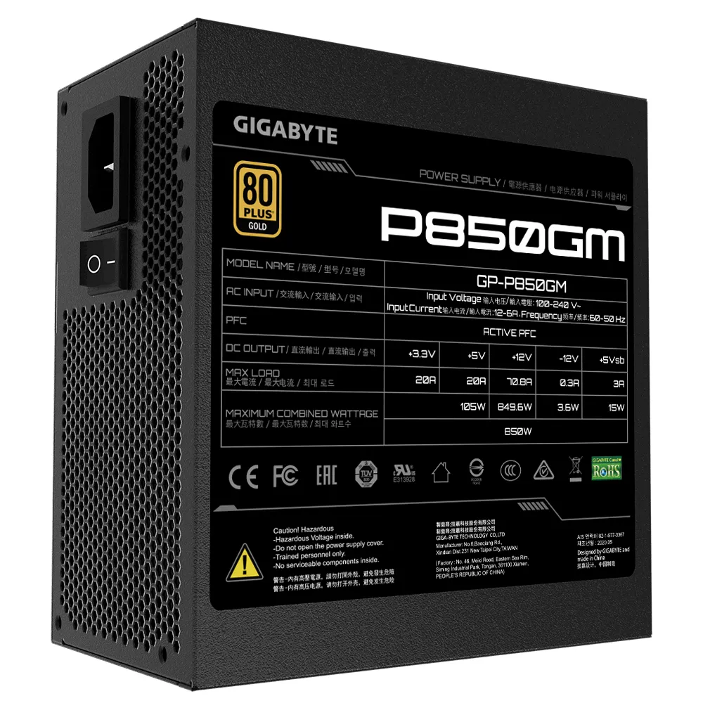Gigabyte P850GM 850W - str&ouml;mk&auml;lla, 80 Plus Gold