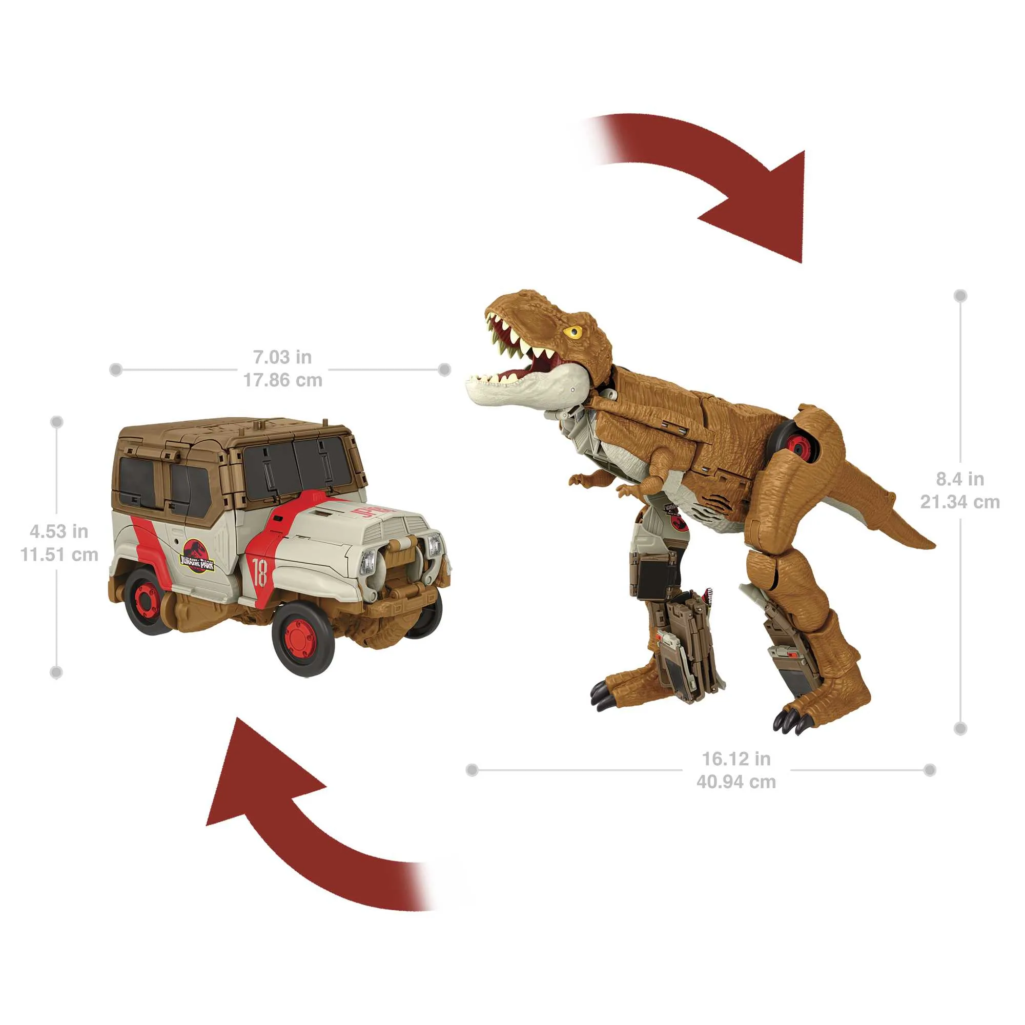 Mattel Jurassic World Fierce Changers Chase N' Roar T-Rex Toy Figure