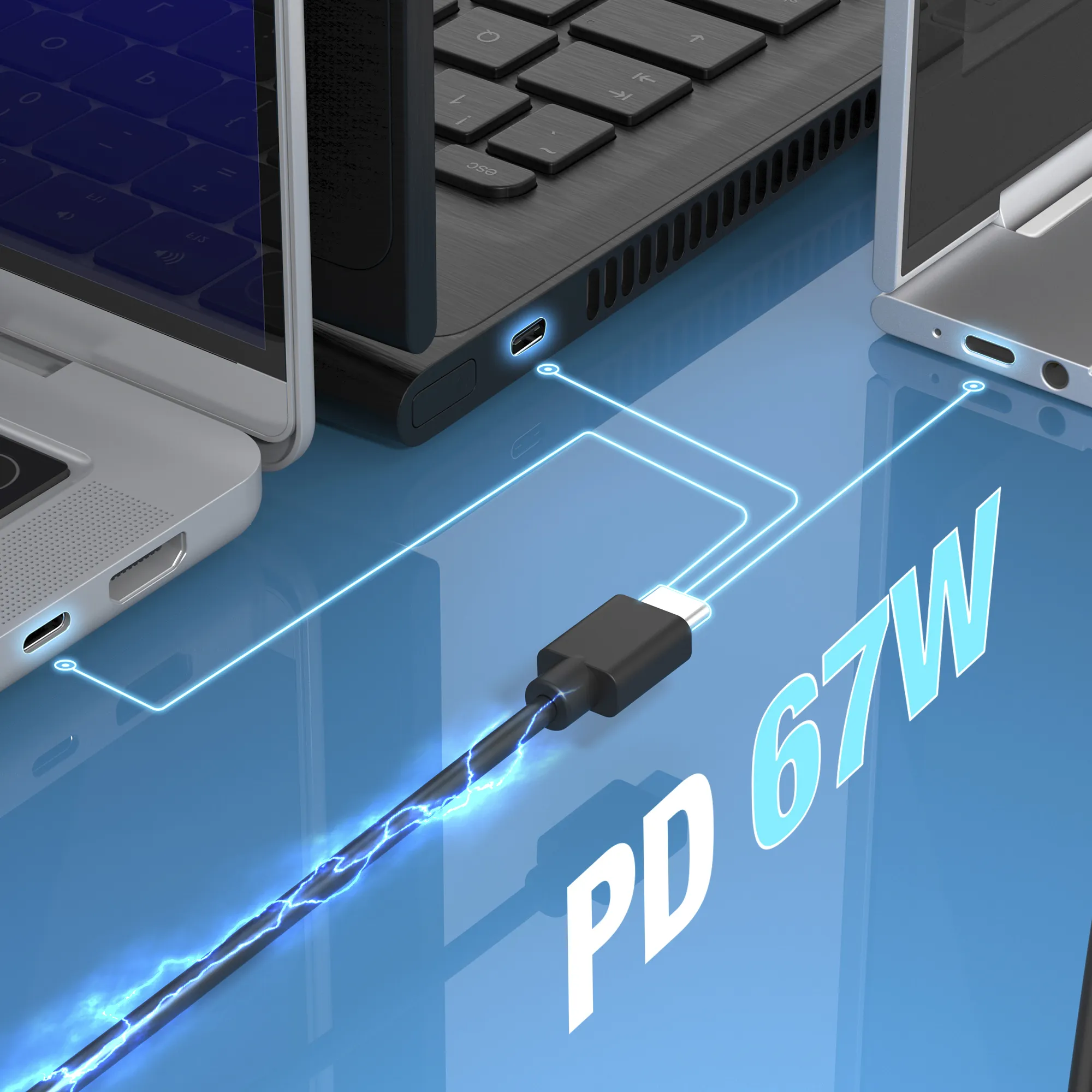 J5 Create 67 W GaN USB Type-C Power Delivery - Str&ouml;madapter, Svart