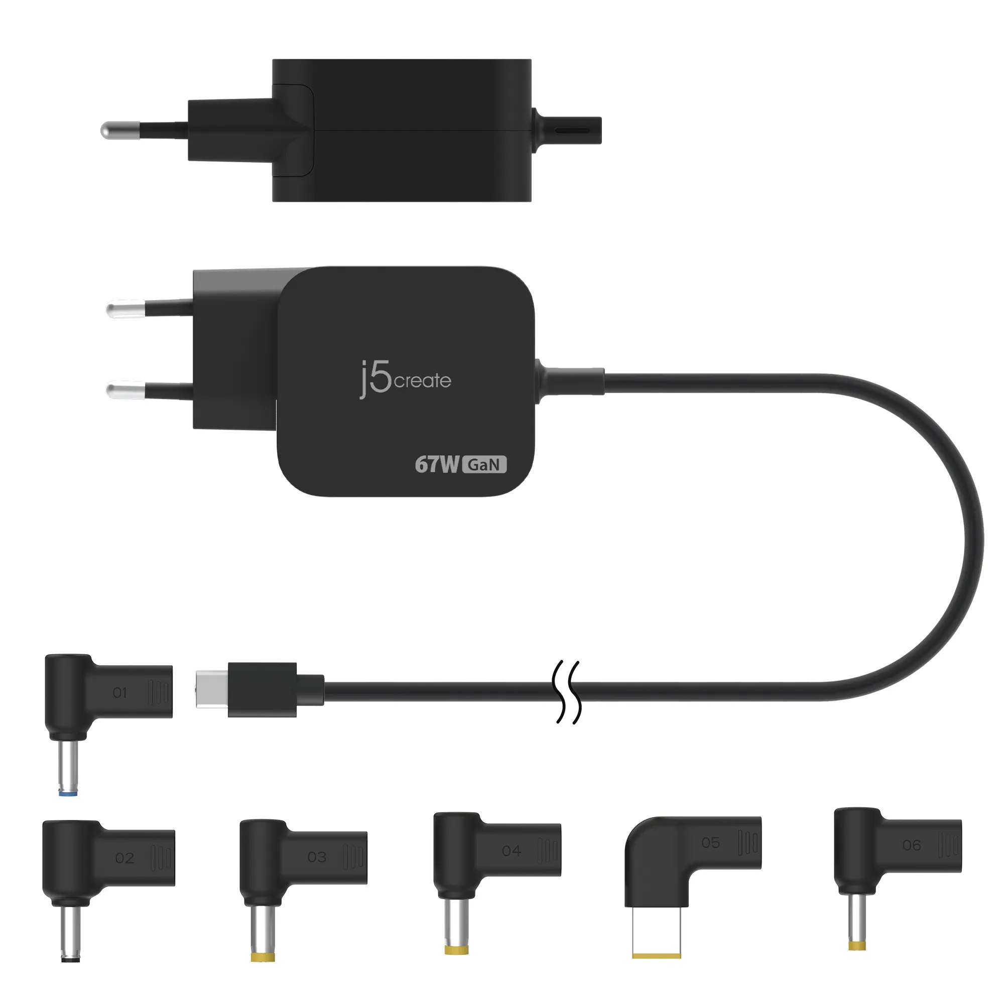 J5 Create 67 W GaN USB Type-C Power Delivery - Str&ouml;madapter, Svart