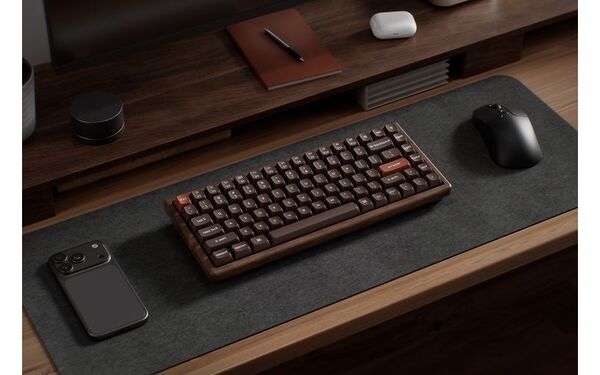 Keychron K2 HE SE All-Wood 75% Wireless Mechanical Ergonomic Gaming Keyboard, Gateron Double-Rail Magnetic, Walnut Wood / Black