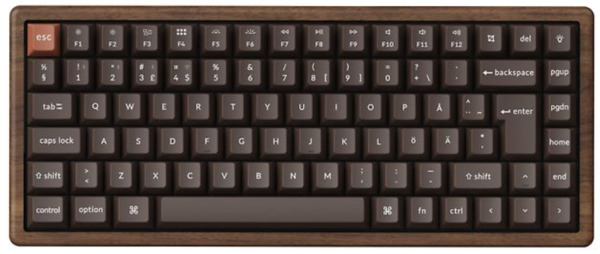Keychron K2 HE SE All-Wood 75% Wireless Mechanical Ergonomic Gaming Keyboard, Gateron Double-Rail Magnetic, Walnut Wood / Black