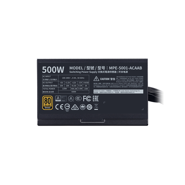 Cooler Master MWE V2 Bronze 500W - Power supply, 80 Plus Bronze