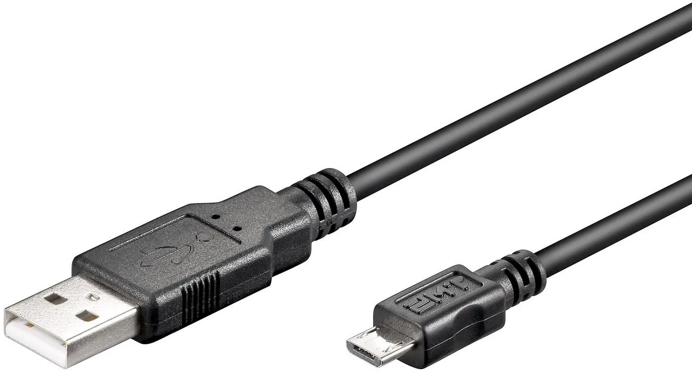 MicroConnect USB-A &ndash; Micro USB kabel, 0,6 m, svart