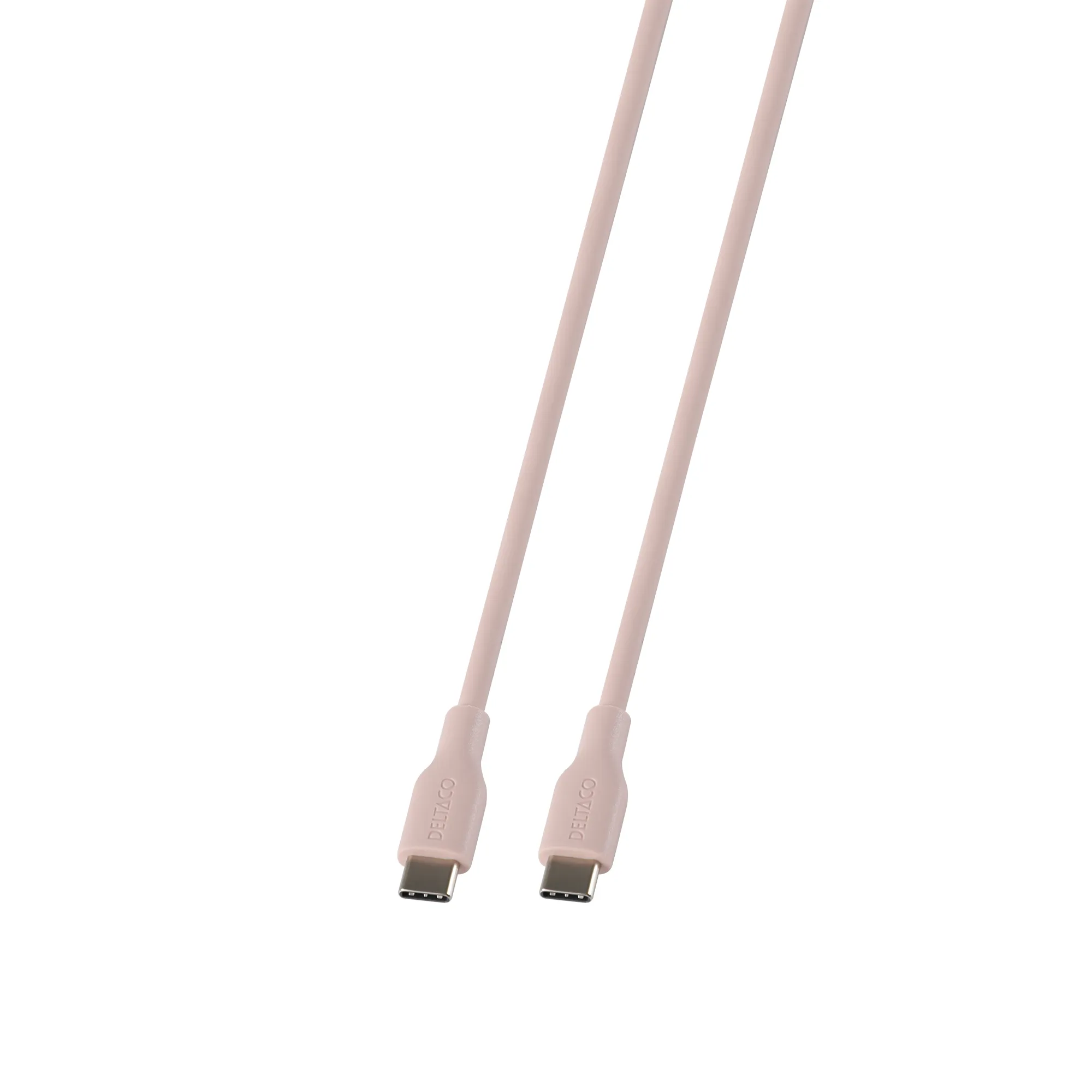 Deltaco USB-C - USB-C 2.0 SPR Silikoni -kaapeli, Pinkki, 1.5m