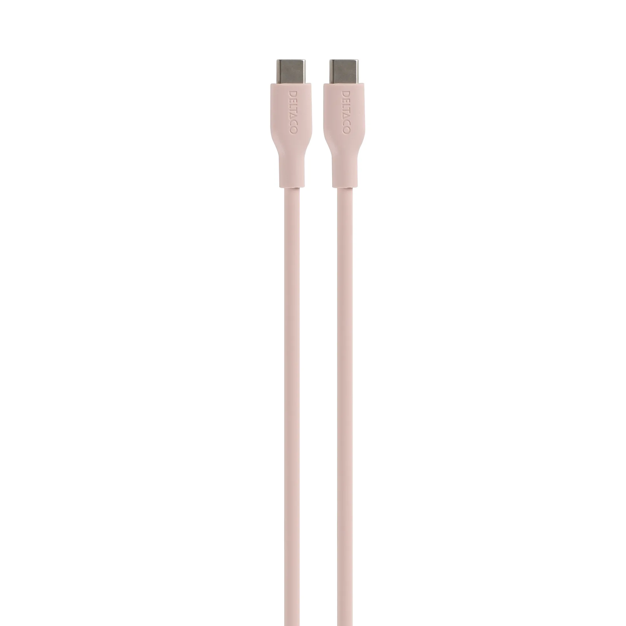 Deltaco USB-C - USB-C 2.0 SPR Silikoni -kaapeli, Pinkki, 1.5m