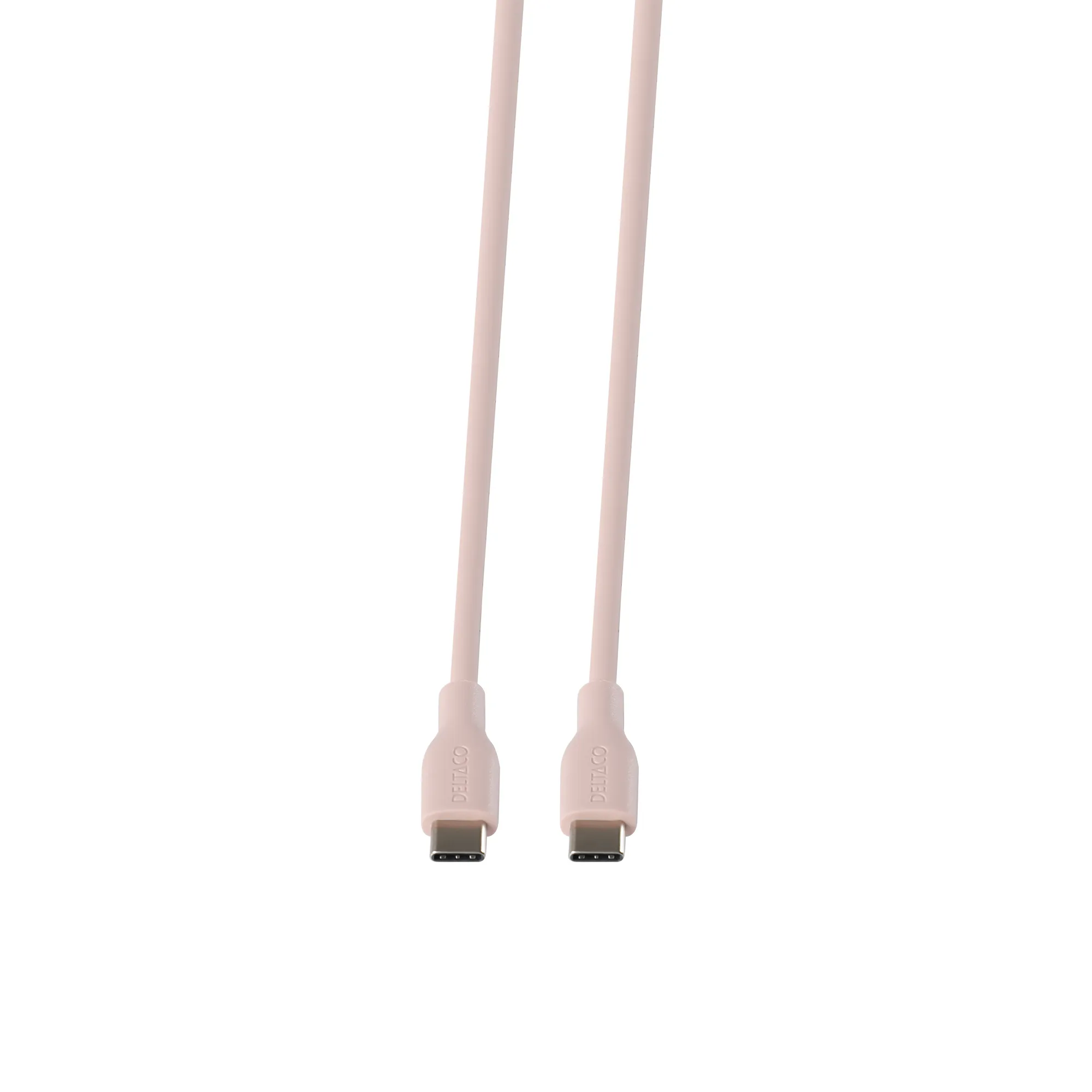 Deltaco USB-C - USB-C 2.0 SPR Silikoni -kaapeli, Pinkki, 1.5m