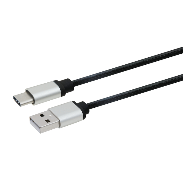 Essentials Leather USB-A - USB-C - cable, 1m, Black