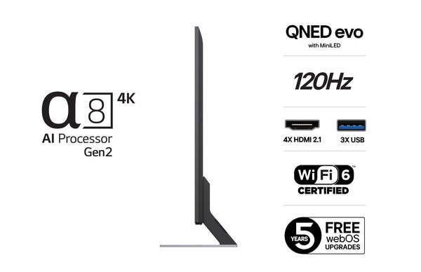 LG 75QNED85A6C 75" 4K Mini LED webOS TV, 120Hz, Dolby Vision, HDR10