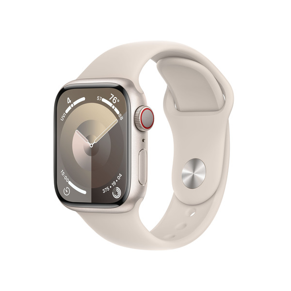Apple Watch Series&nbsp;9 GPS + Cellular 41mm Starlight Aluminium Case with Starlight Sport Band - M/L