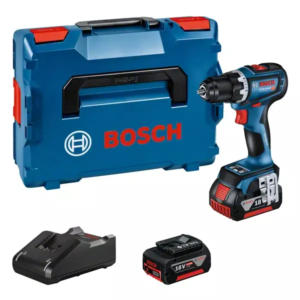 Bosch Cordless Drill GSR 18V-90 C Professional, 18V (blue/black, 2x Li-Ion battery 4.0Ah, in L-BOXX)