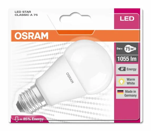 LED Star Standard 9 W/827, E27, himme&auml;, 75 W