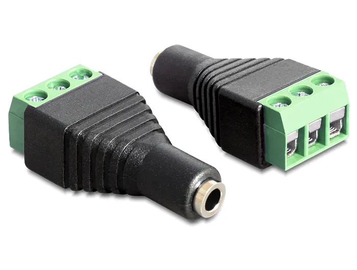 DeLOCK sovitin, 3,5mm stereo na - 3-pin riviliitin, musta