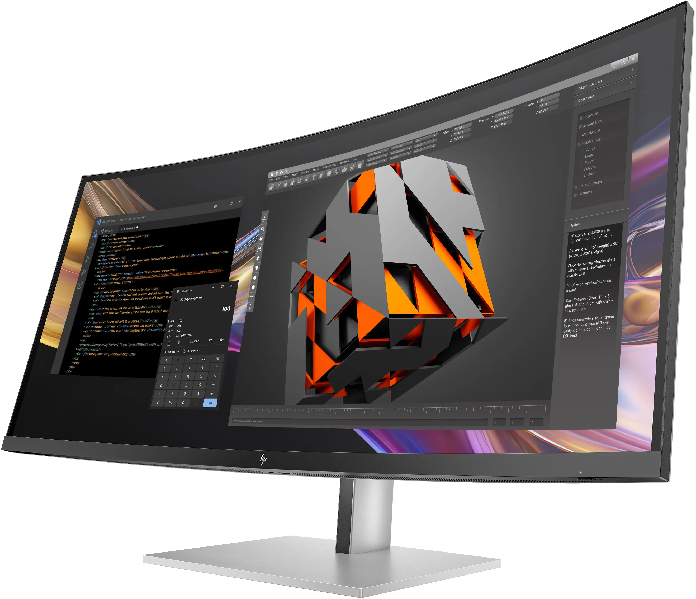 HP 738pu S7 Pro. 37.5" WQHD+, 4ms, 60hz, Thunderbolt, IPS - curved monitor