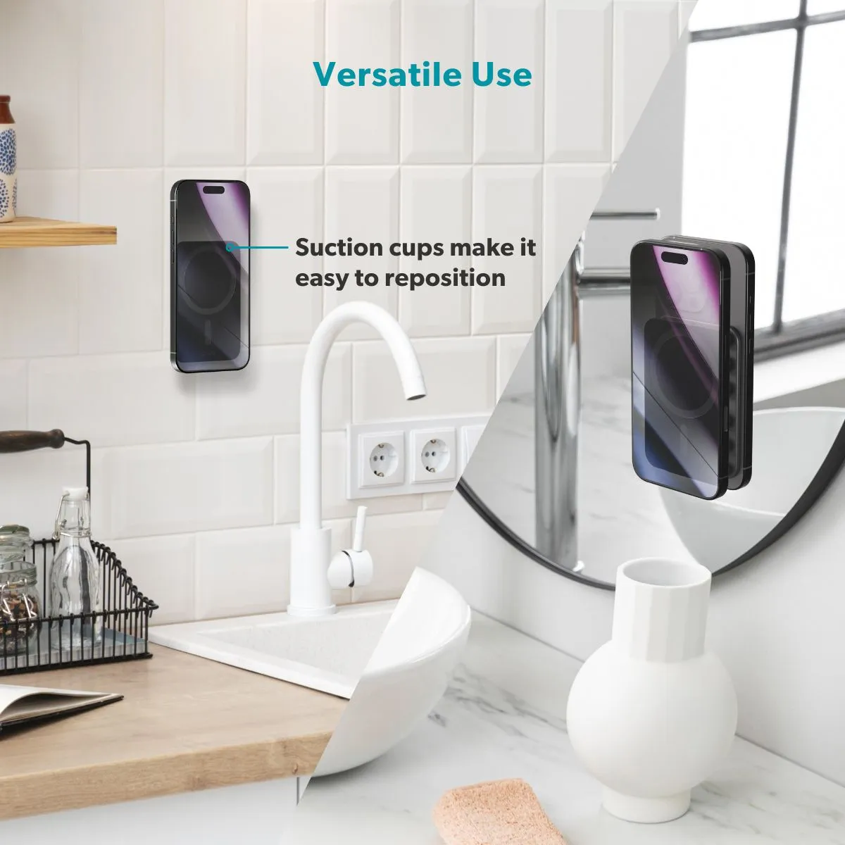 Epico Mag+ Suction Phone Holder MagSafe Compatible | Black | Versatile Use Epico Mag+ Suction Phone Holder MagSafe Compatible | Black | Versatile Use