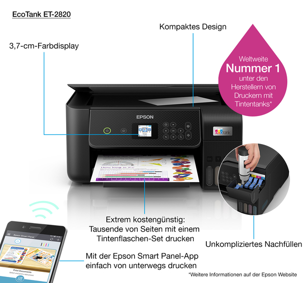 Epson Ecotank ET-2820 -mustesuihkumonitoimitulostin