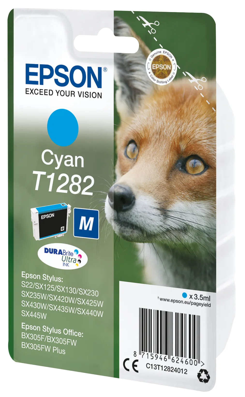 Epson T1282 M-size ink cartridge, 3.5 ml, Cyan